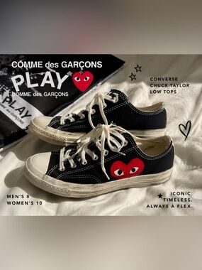 Comme des Garçons PLAY x Converse Chuck 70 Low Black Heart Sneakers Men8 Women10